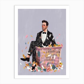 Man In A Basket Art Print