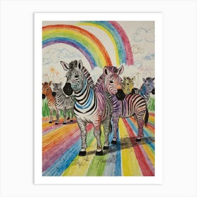 Rainbow Zebras 5 Art Print