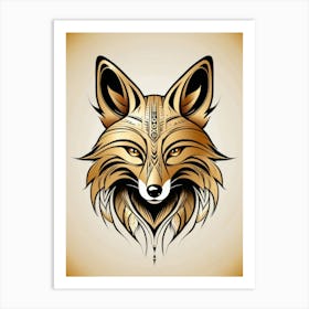 Fox Head Tattoo 1 Art Print