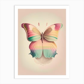 Butterfly On Rainbow Vintage Pastel 2 Art Print