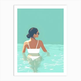 Woman In The Pool Art Print