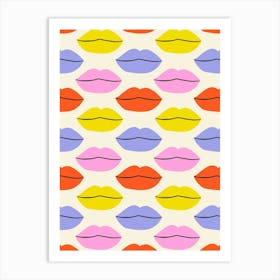 Lips Retro Pattern Art Print