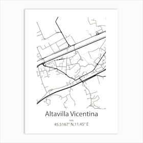 Altavilla Vicentina,Italy Minimalist Map Art Print