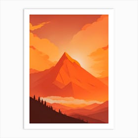 Misty Mountains Vertical Composition In Orange Tone 92 Art Print