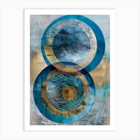 Blue And Gold Circles Art Print