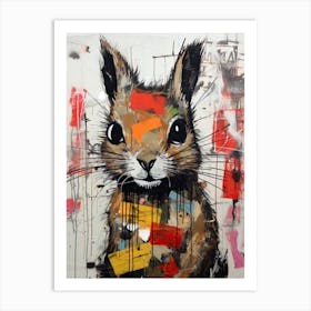 Graffiti Nocturne: Squirrel's Tale in Basquiat's style Art Print