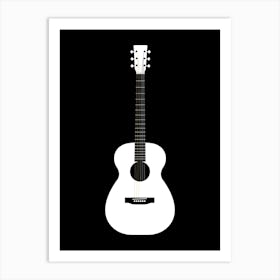 Black and White Minimalist Acoustic Guitar Illustration 1 Art Print