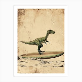 Vintage Baryonyx Dinosaur On A Surf Board              2 Art Print