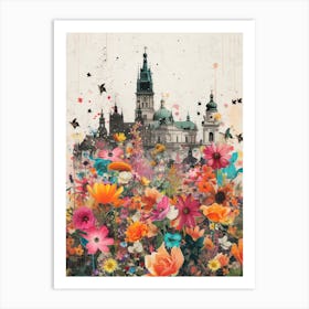 Sweden   Floral Retro Collage Style 4 Art Print