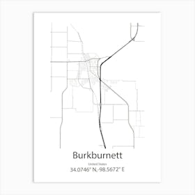 Burkburnett,United States Minimalist Map Art Print