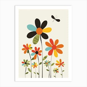 Flowers And Butterflies 1 Art Print