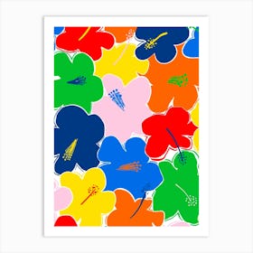 Colourful abstract flower patterned print Art Print