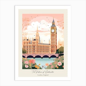 The Palace Of Westminster   London, England   Cute Botanical Illustration Travel 2 Poster Art Print