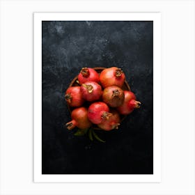 Red pomegranates — Food kitchen poster/blackboard, photo art Art Print