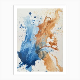 Blue And Orange Splash 1 Art Print