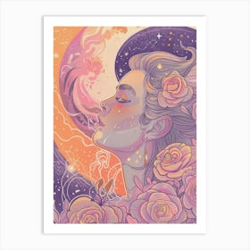 Girl With Roses Art Print