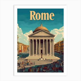 Aihrgdesign A Retro Travel Poster For Rome 2 Art Print