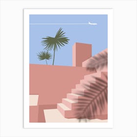 Palm Trees And Stairs. Boho travel art. Morocco poster — boho travel poster Art Print