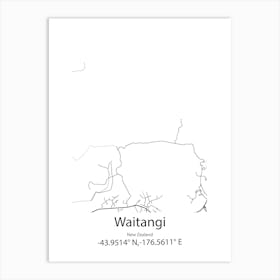 Waitangi,New Zealand Minimalist Map Art Print