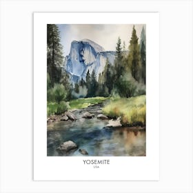 Yosemite 1 Watercolour Travel Poster Art Print