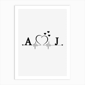 Personalized Couple Name Initial A And J Art Print