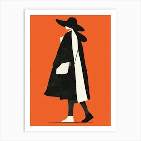 Woman In Black Coat Art Print