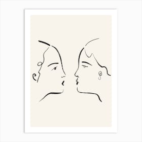 The Kiss Line Drawing Illustration Art Print Art Print