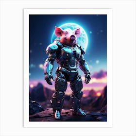 Pig In Cyborg Body #2 Art Print