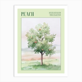 Peach Tree Atmospheric Watercolour Painting 3 Poster Art Print