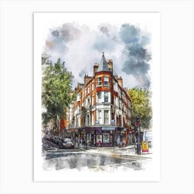 Hammersmith London Borough   Street Watercolour 3 Art Print