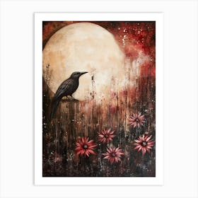 Crow At The Moon Art Print