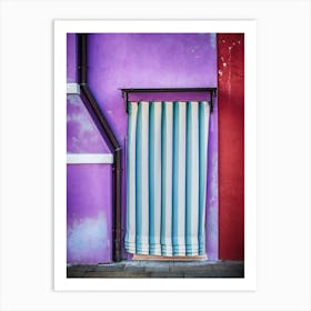 Stripey Curtained Doorway Burano Art Print