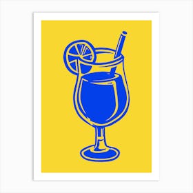 Aperol Wall Art Creative Illustration Print Blue and Yellow Art Print