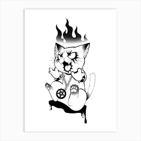 Demonic Metal Kitty Art Print