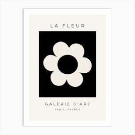 La Fleur | 06 – Retro Floral Black And White Flower Art Print