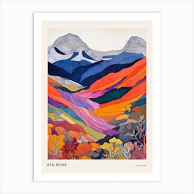 Ben More Scotland 1 Colourful Mountain Illustration Poster Art Print