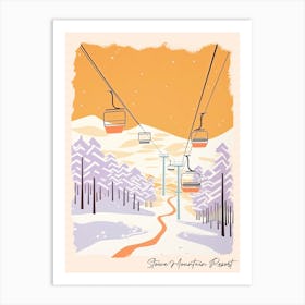 Poster Of Stowe Mountain Resort   Vermont, Usa, Ski Resort Pastel Colours Illustration 1 Art Print