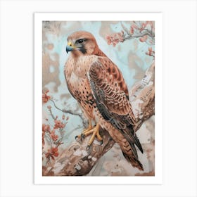 Hawk In Blossom Falcon Bird Wildlife Art Print