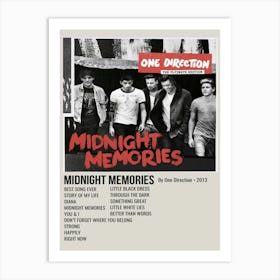 MIDNIGHT MEMORIES By One Direction. 2013 Poster 1 Art Print