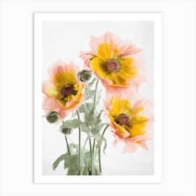 Sunflowers Flowers Acrylic Painting In Pastel Colours 6 Art Print