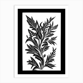 Summer Savory Leaf Linocut 2 Art Print