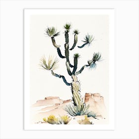 Joshua Trees In Grand Canyon Minimilist Watercolour  (1) Art Print