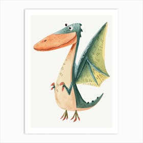 Pteranodon Dinosaur Cute Watercolour 1 Art Print
