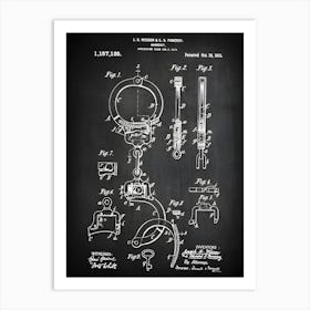 Police Handcuffs Patent Print Cop Hand Cuffs Handcuff Patent Handcuff Art Handcuff Print Handcuff Decor, Handcuff Gift Cp1351 Art Print