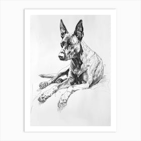 German Shepherd Dog Line Drawing Sketch 1 Art Print