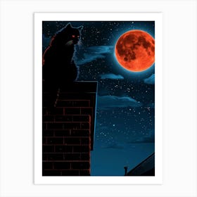 Cat On The Roof Art Print