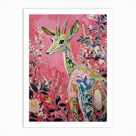 Floral Animal Painting Antelope 2 Art Print
