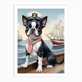 Boston Terrier Sailor-Reimagined 9 Art Print