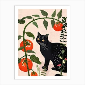 Cat And Tomatoes 2 Art Print