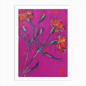 Orange Carnations In Pink Art Print